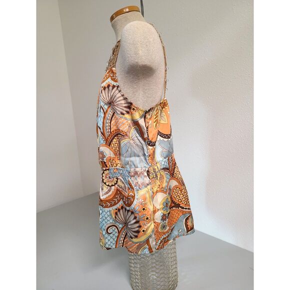 Vtg Cache 100% Silk Beaded Crochet Boho 70s Tank Top MEDIUM Hippie Festival M - Picture 4 of 8